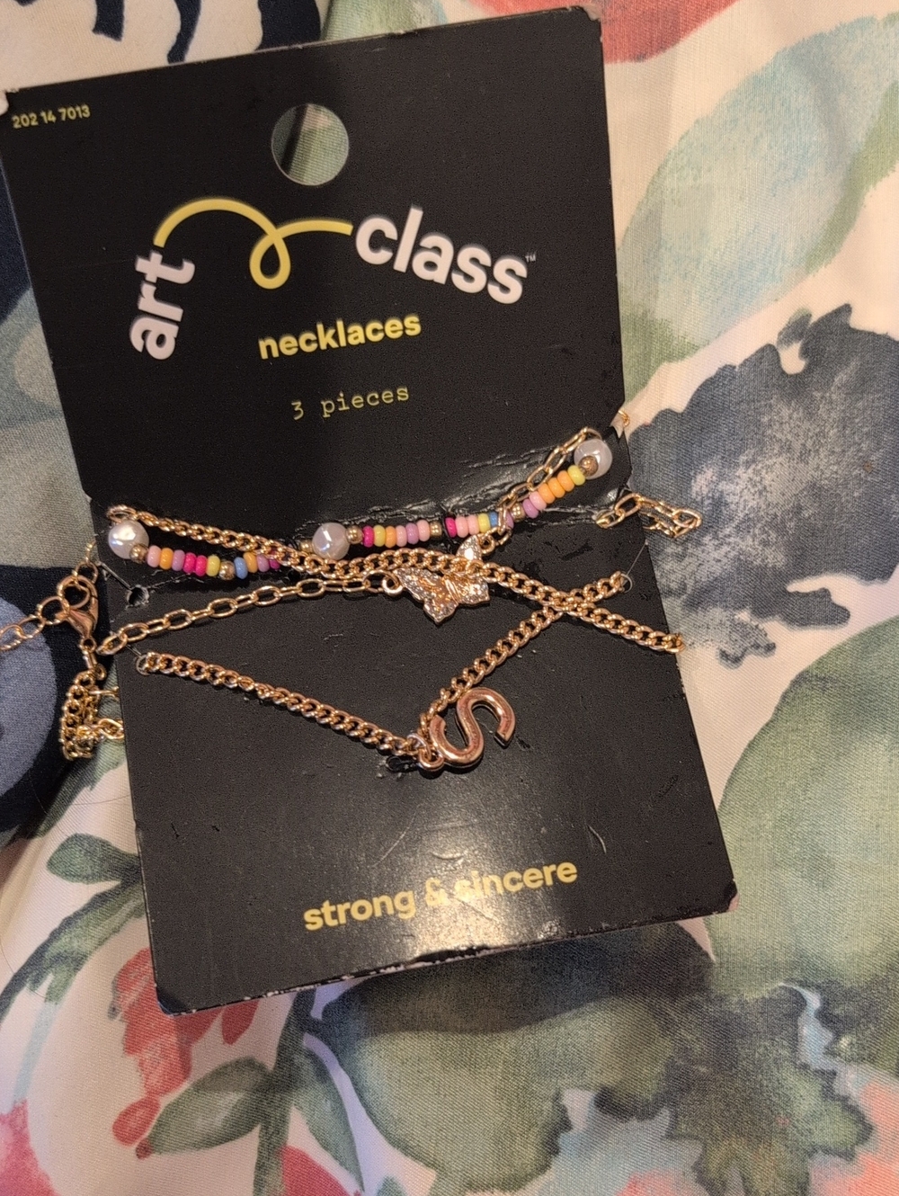 art class Gold Layered Necklace Set with Pink and Multicolor Beads